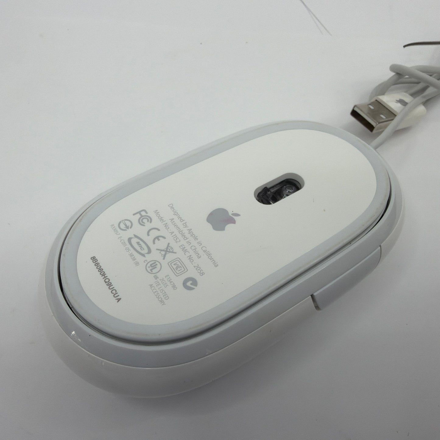 Apple Mighty Mouse A1152 Wired USB Mouse White Tested Working