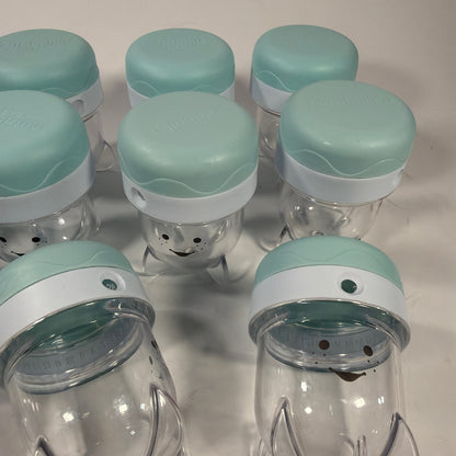 NutriBullet Baby Food Storage Cups with Lids Teal Lot of 11