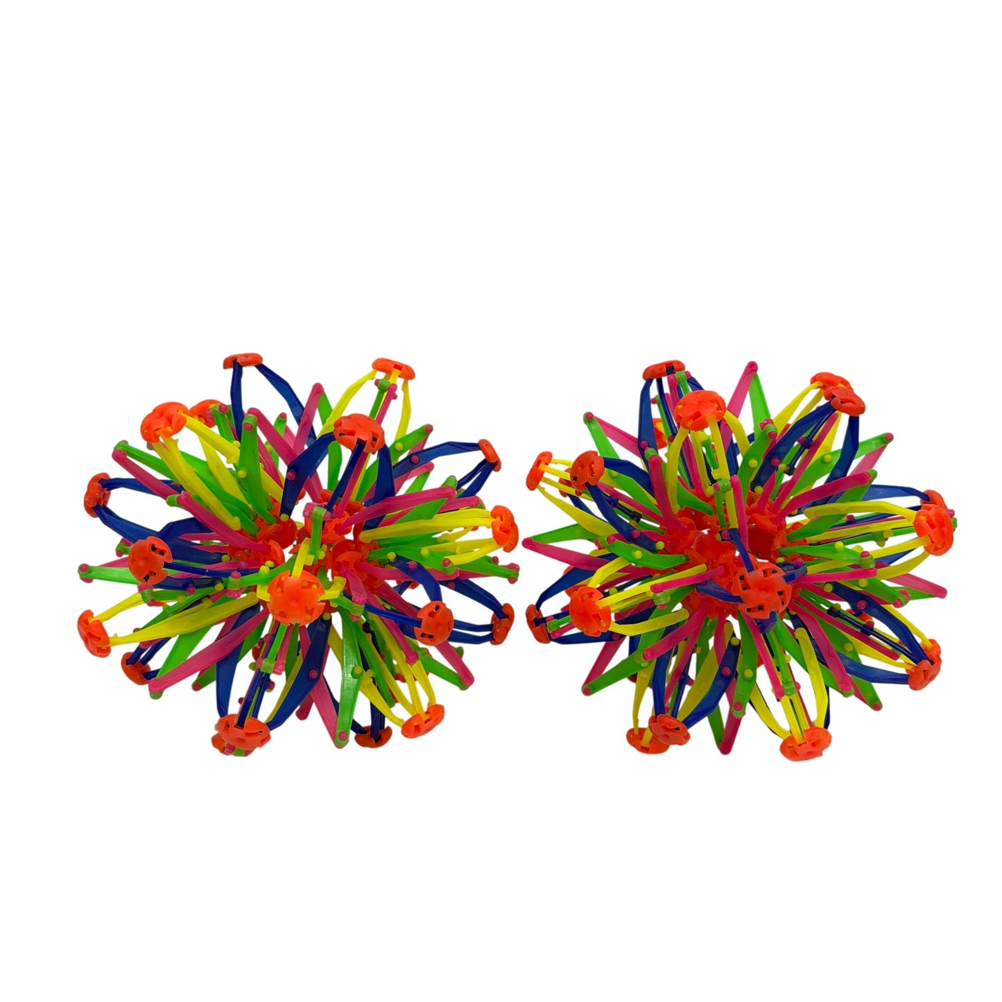 Lot of 2 Expanding Plastic Fidget Sphere Balls Multicolor