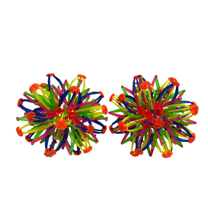 Lot of 2 Expanding Plastic Fidget Sphere Balls Multicolor