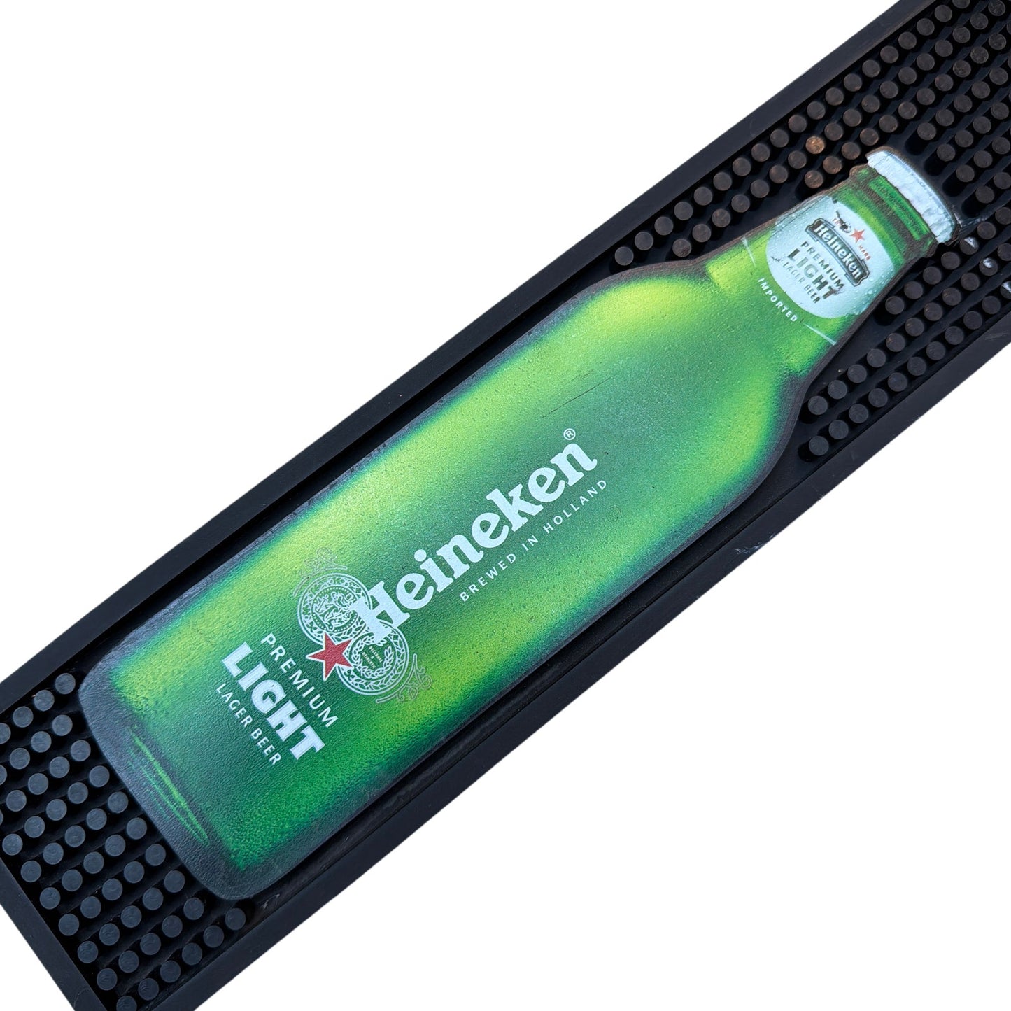 Heineken Premium Light 24 in Rubber Bar Rail Spill Mat Runner Black
