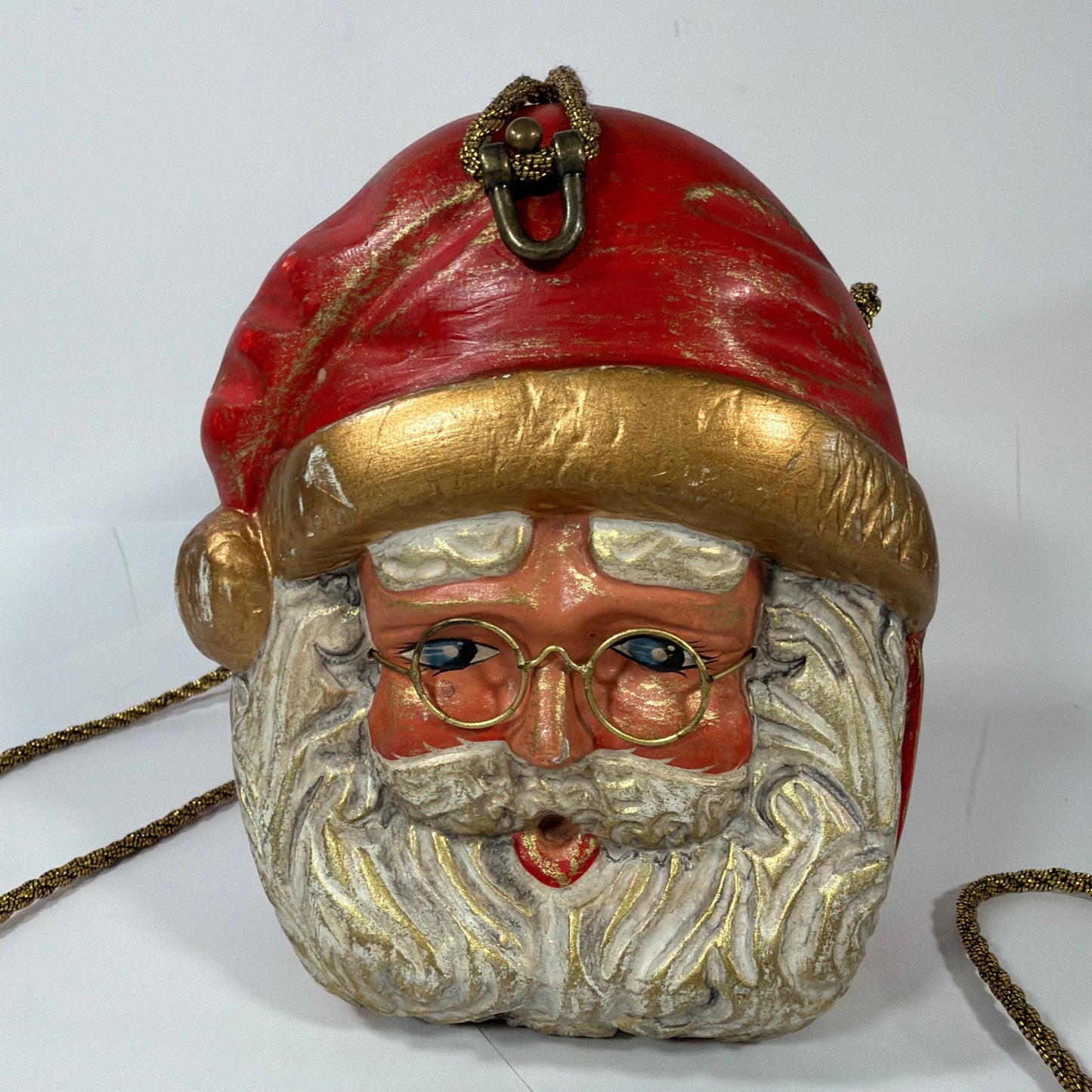 Timmy Woods Beverly Hills Santa Claus Hand-Carved Wooden Purse Handbag