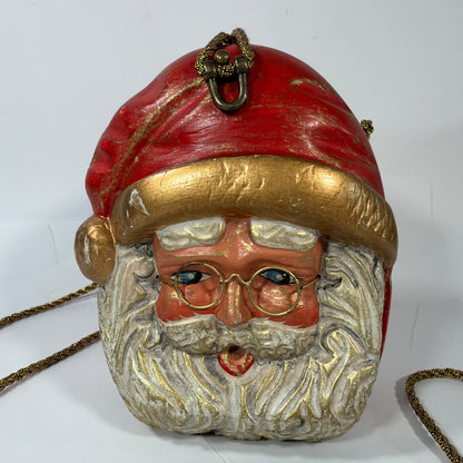 Timmy Woods Beverly Hills Santa Claus Hand-Carved Wooden Purse Handbag
