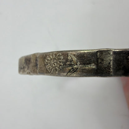 Mexico Sterling Silver Floral Stamped Bangle Bracelet 16.5g 2.5 in