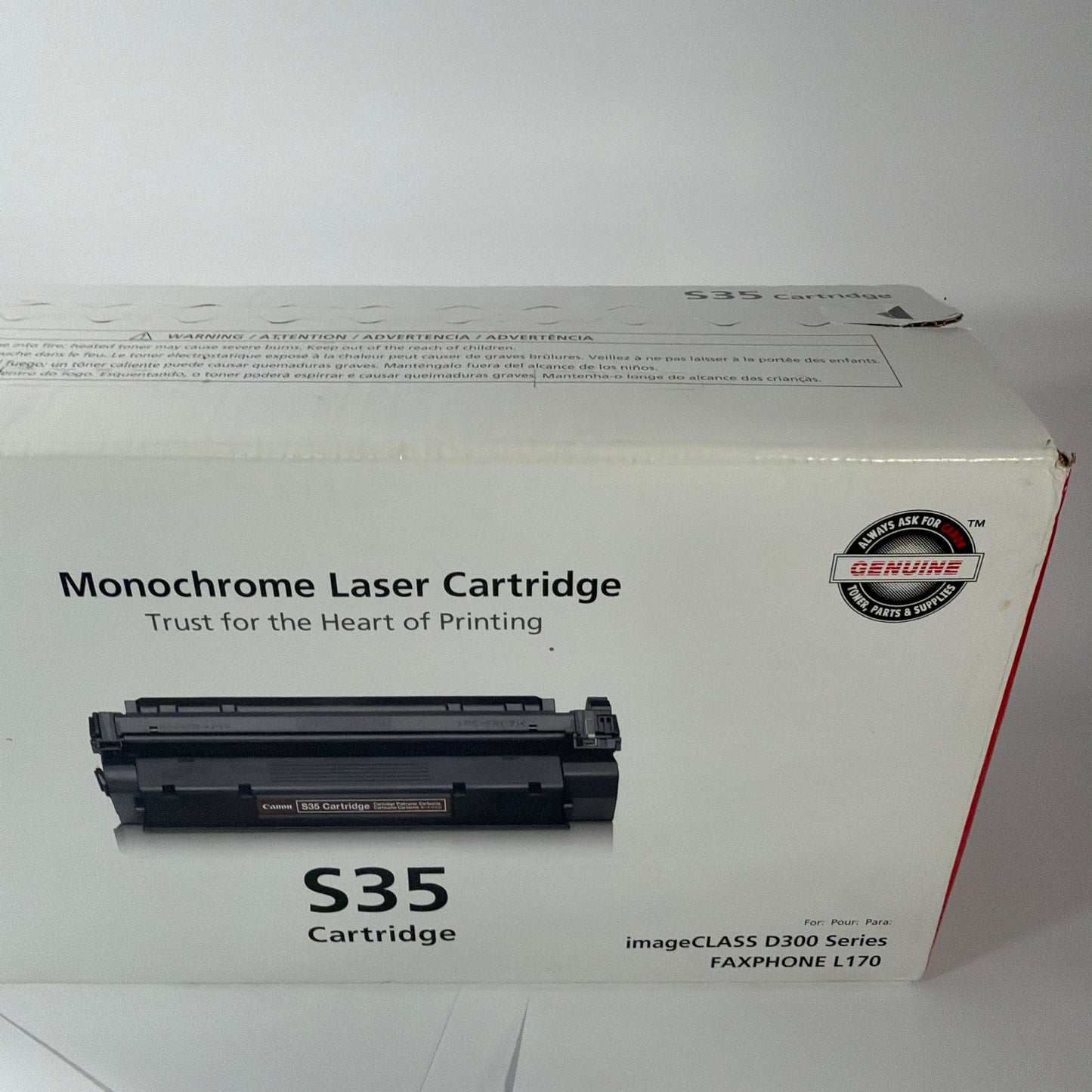 Canon S35 Monochrome Laser Toner Cartridge 7833A001AA for imageCLASS D300 Faxph