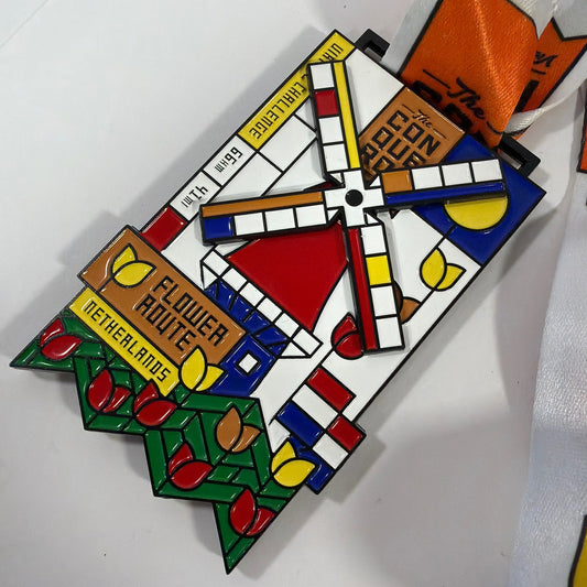 The Conqueror Flower Route Netherlands 66km Virtual Challenge Windmill Finisher Medal