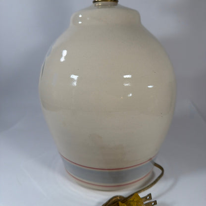 Vintage Ceramic Table Lamp Base Blue Heart Floral Pattern 22.5 in