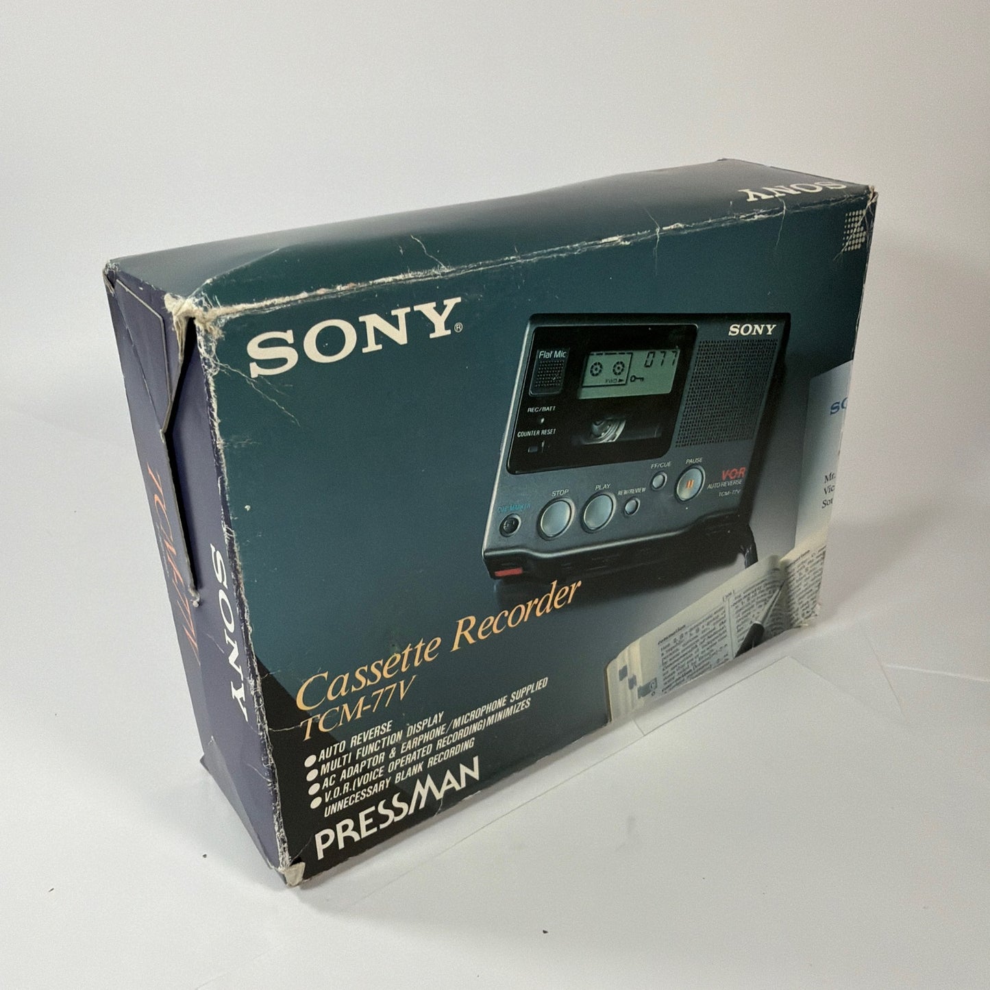 Sony Pressman TCM-77V VOR Auto Reverse Cassette Recorder Tested Working