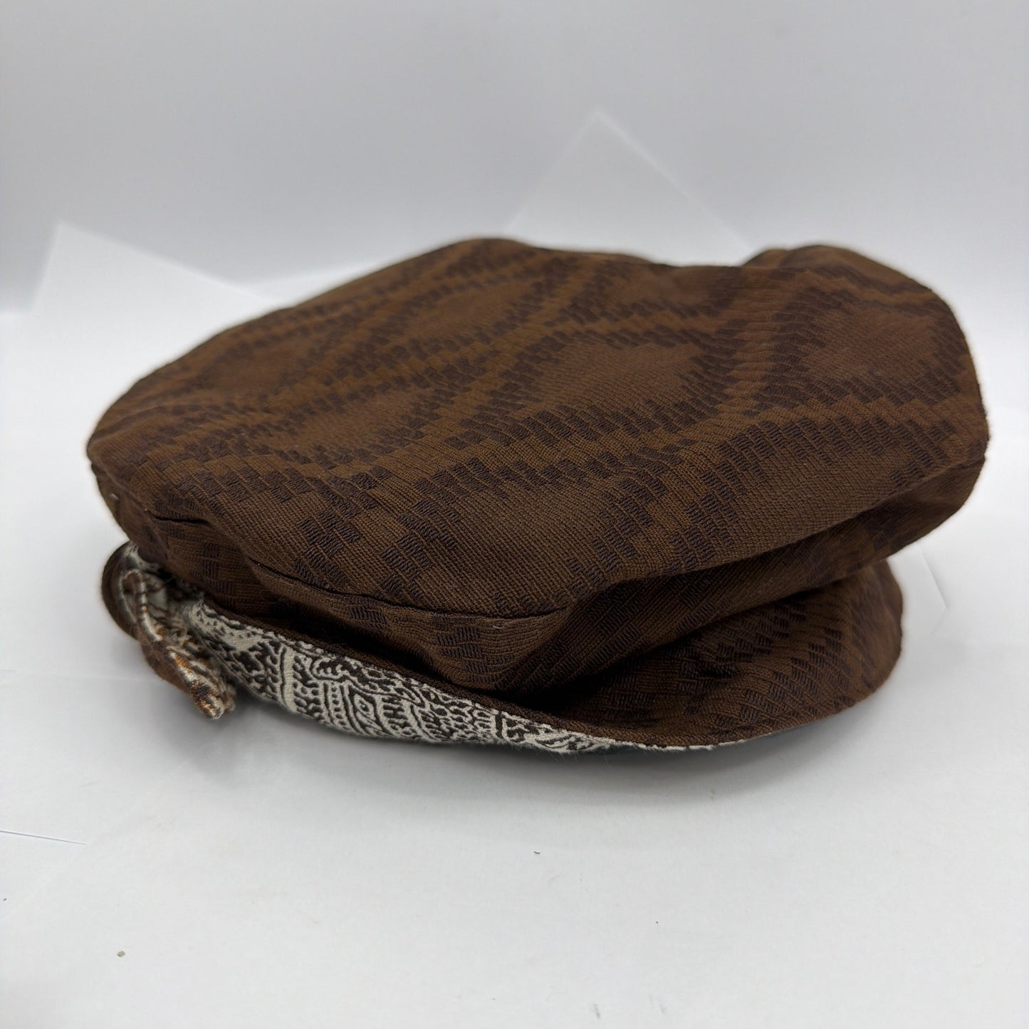 Philippe Guestault Paris Brown Woven Checkerboard Newsboy Baker Boy Cap