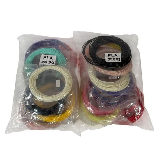 PLA 3D Pen Filament Refill Lot 10m x 12pcs 2 Bags Assorted Colors