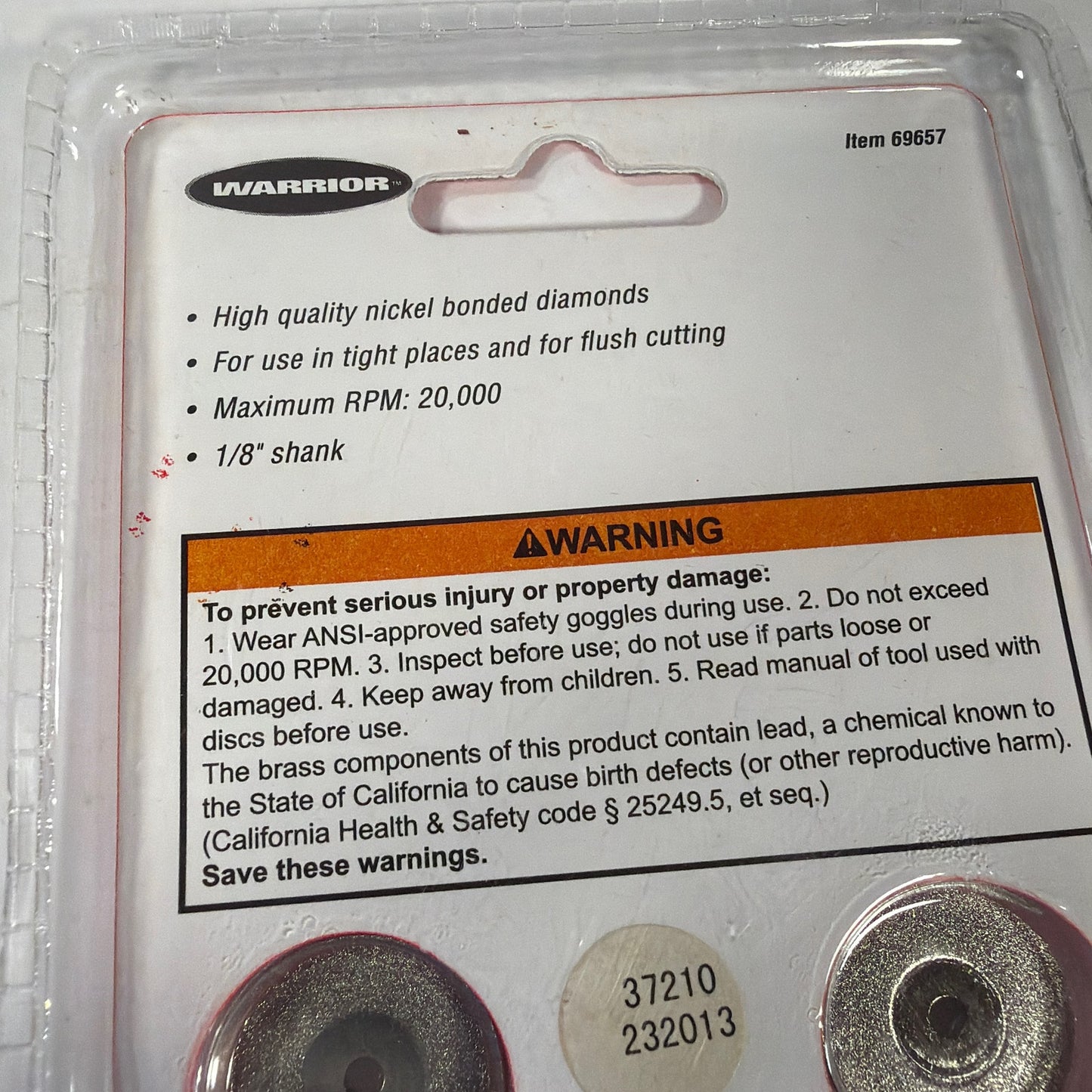 Warrior 5-Piece Rotary Diamond Cutting Discs Set 1/8 in Shank Item 69657