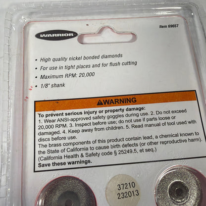 Warrior 5-Piece Rotary Diamond Cutting Discs Set 1/8 in Shank Item 69657
