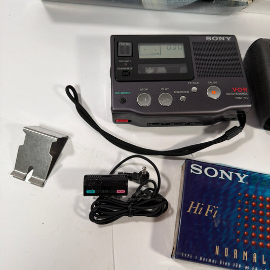 Sony Pressman TCM-77V VOR Auto Reverse Cassette Recorder Tested Working