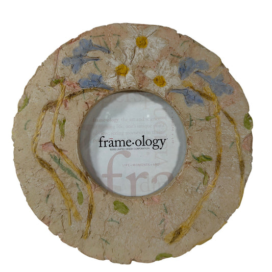 Frameology FF-159944 Round Floral Wreath Photo Frame 7.5in 3.5in Opening