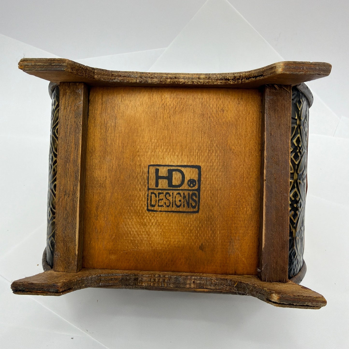HD Designs Small Wooden Treasure Chest Decorative Trinket Box Brown Black Gold