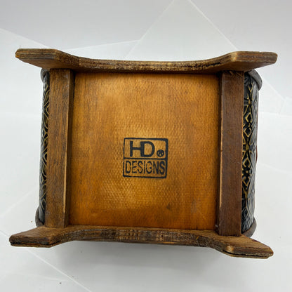HD Designs Small Wooden Treasure Chest Decorative Trinket Box Brown Black Gold